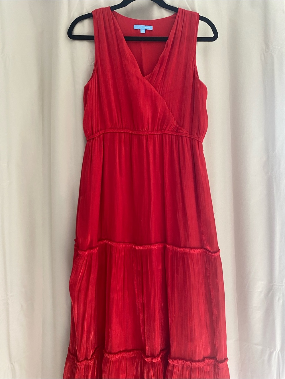 Draper James Red Sleeveless Tiered Maxi Dress